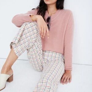Madewell Emmett Wide-Leg Crop Colorful Plaid Pants